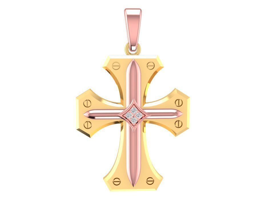 Cross pendant 1870 3D print model_2