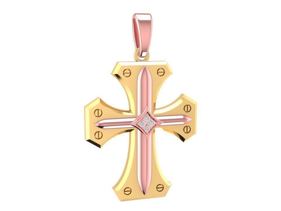 Cross pendant 1870 3D print model_3