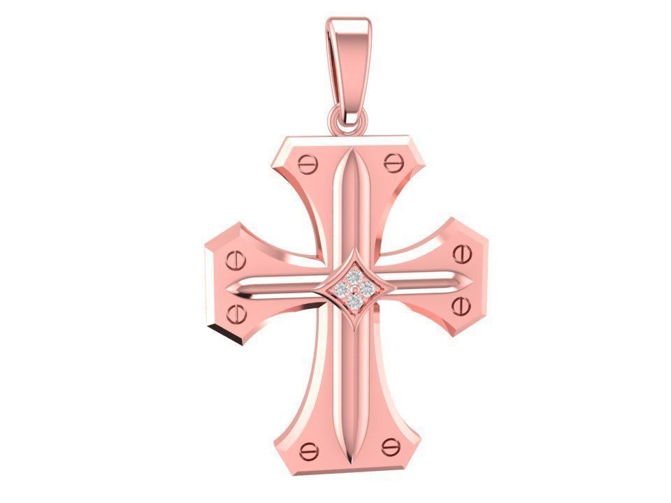 Cross pendant 1870 3D print model_1