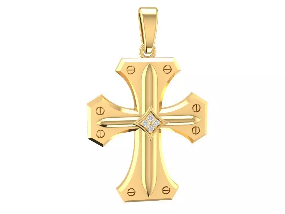 Cross pendant 1870 3D print model_0