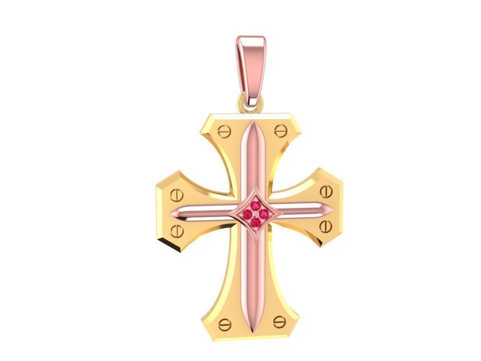 Cross pendant 1870 3D print model_5