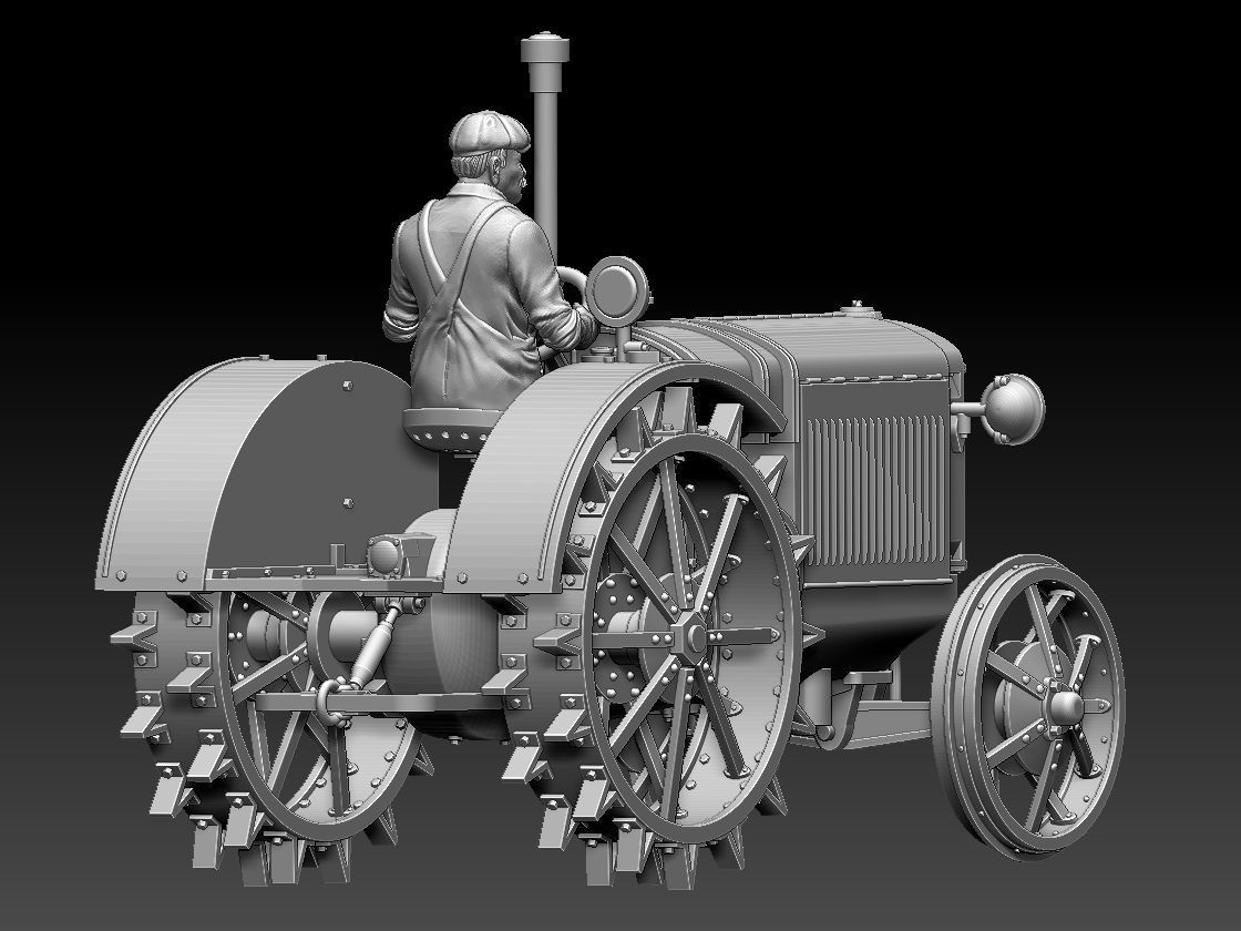 tractor and tractor driver 3D print model_4