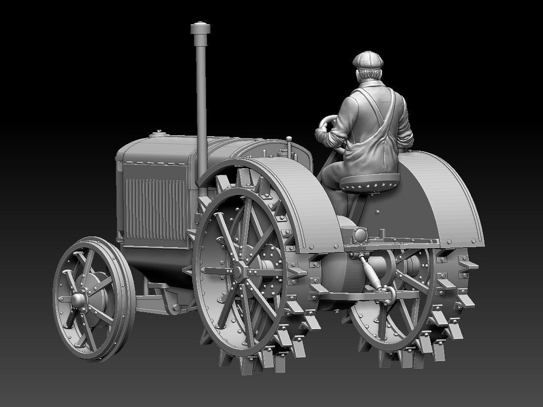 tractor and tractor driver 3D print model_8