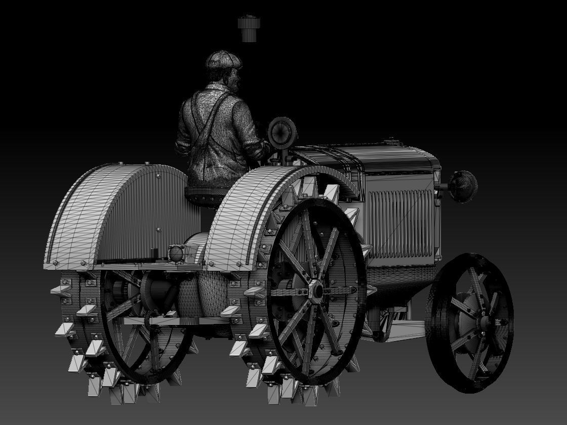 tractor and tractor driver 3D print model_5