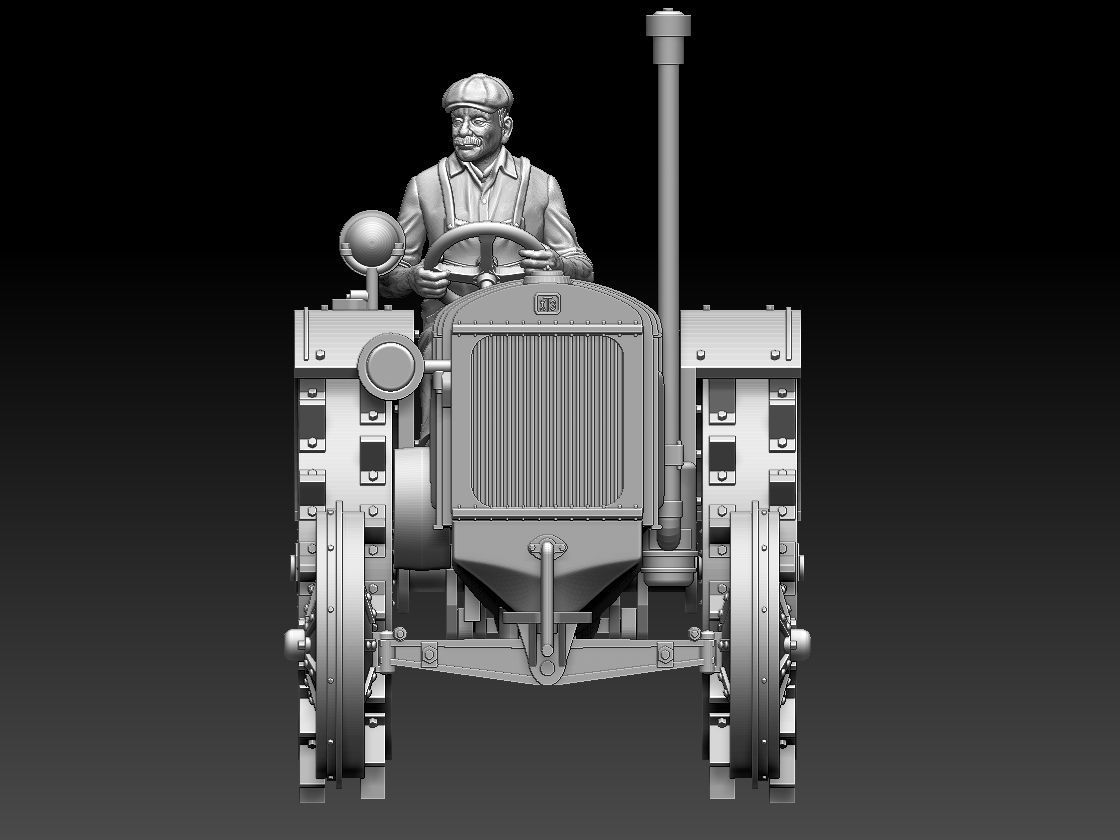 tractor and tractor driver 3D print model_3