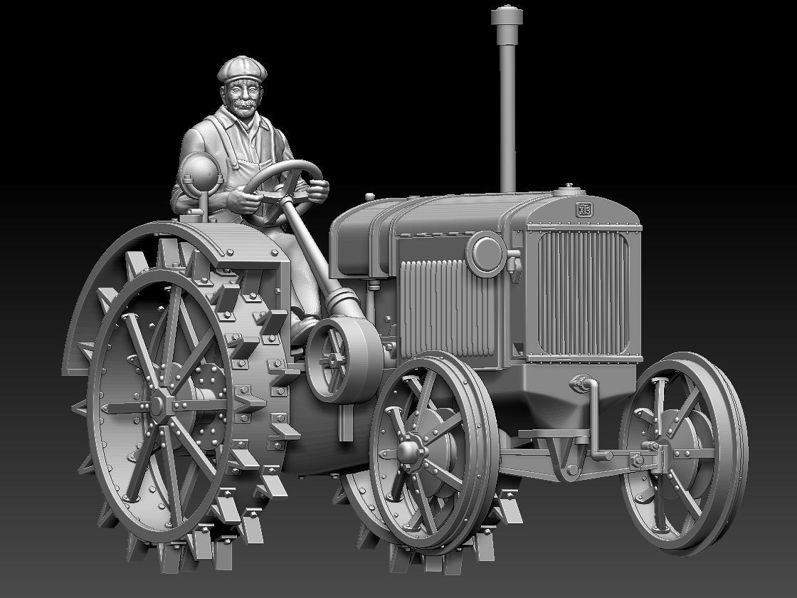 tractor and tractor driver 3D print model_1