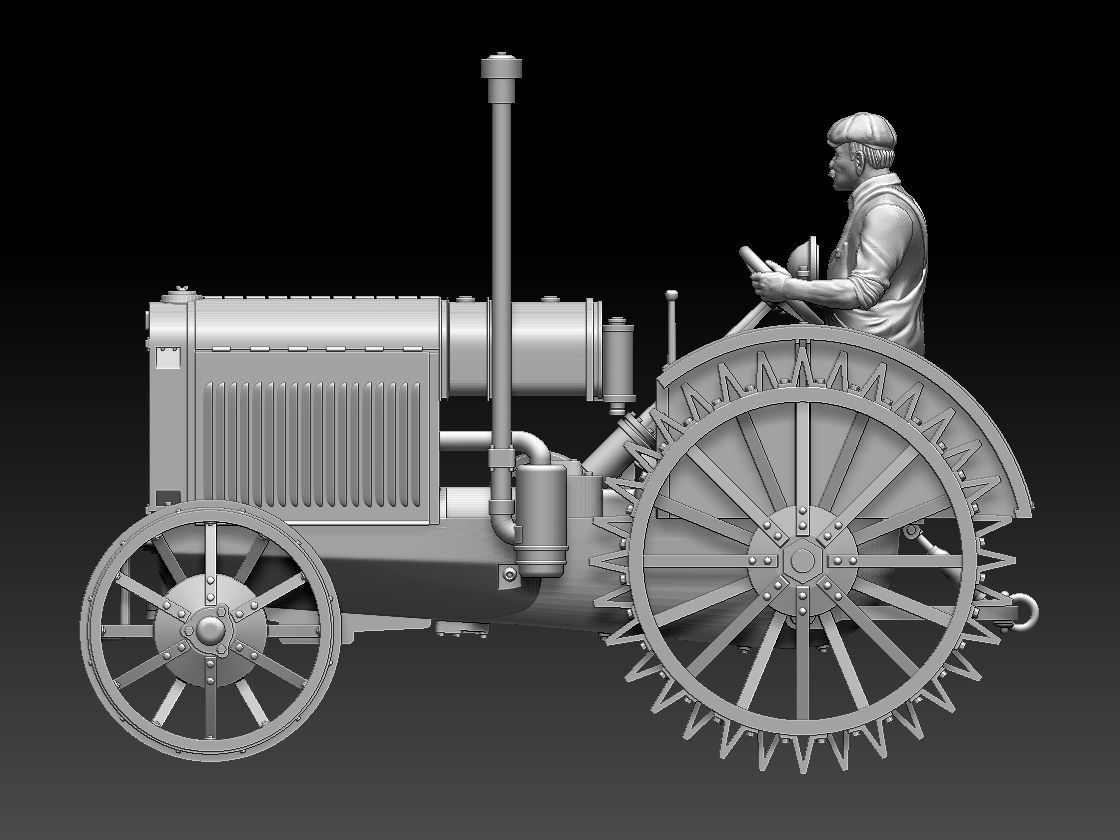tractor and tractor driver 3D print model_6