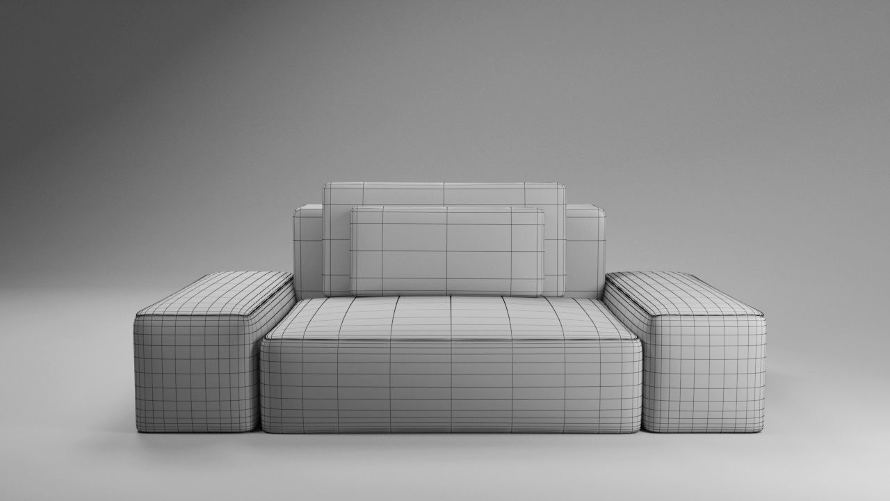 Modular sofa of three types Low-poly 3D model_11