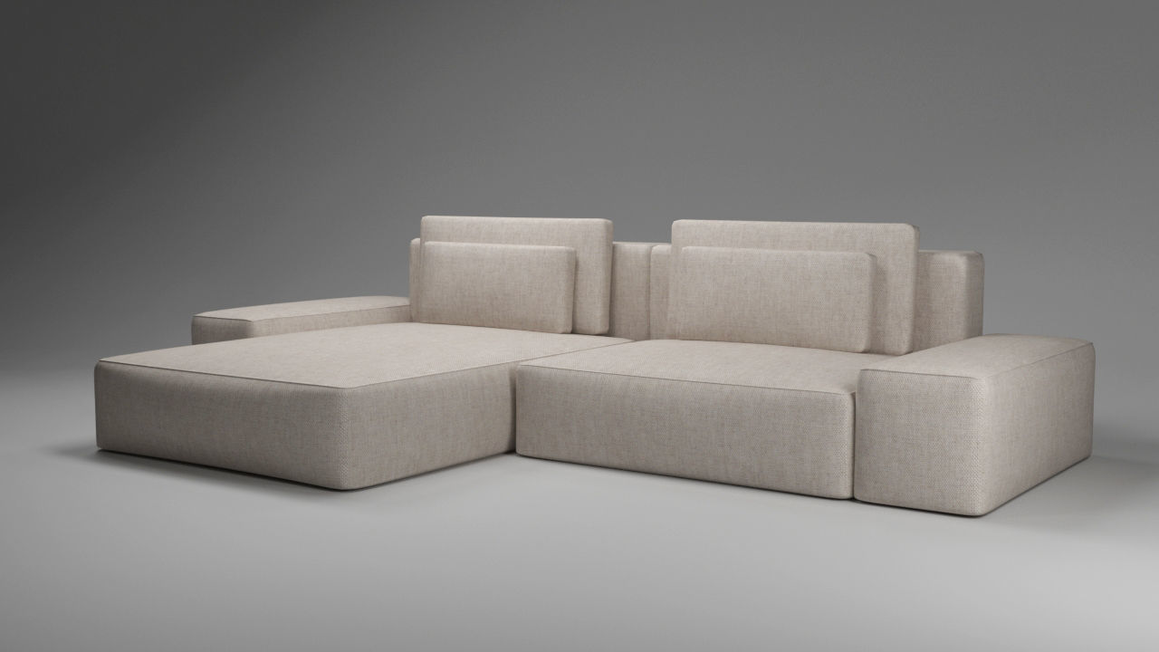 Modular sofa of three types Low-poly 3D model_2