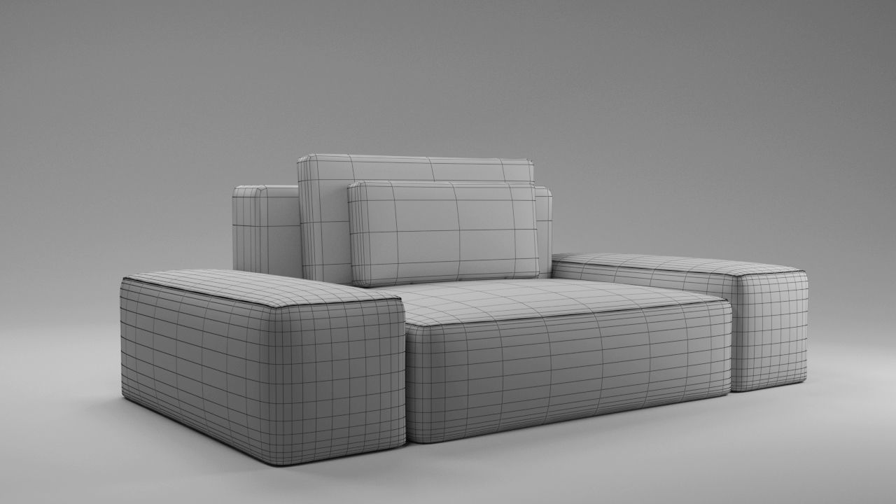 Modular sofa of three types Low-poly 3D model_12