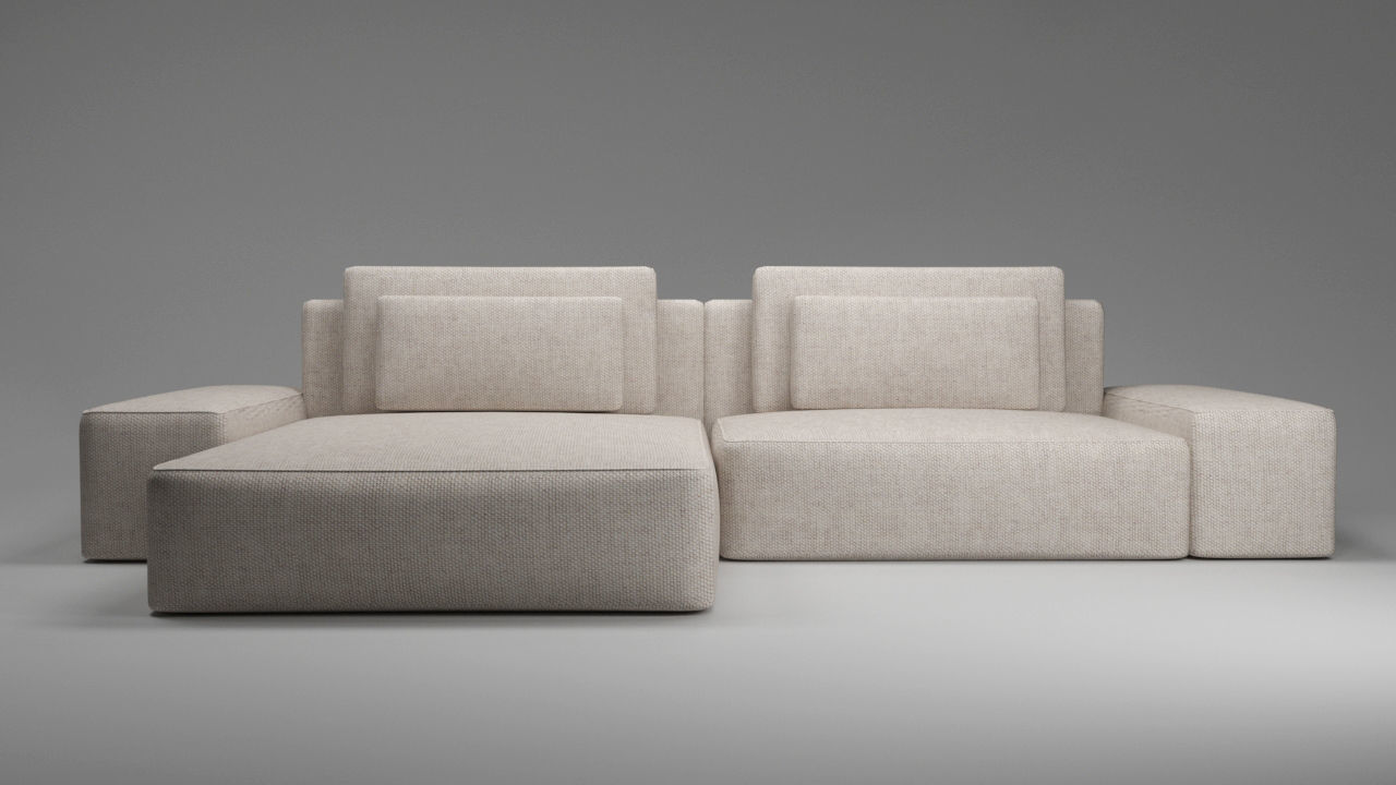 Modular sofa of three types Low-poly 3D model_1