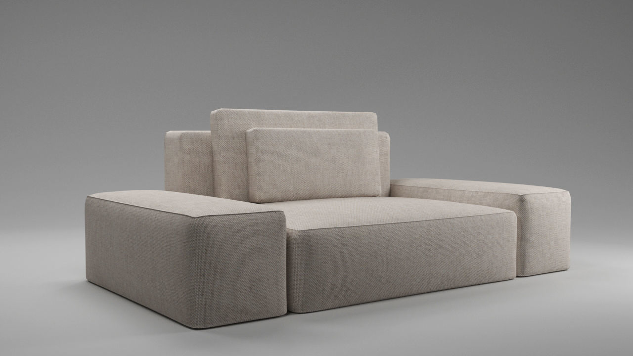 Modular sofa of three types Low-poly 3D model_10