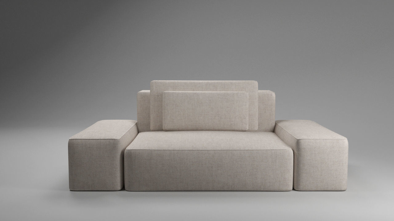 Modular sofa of three types Low-poly 3D model_9