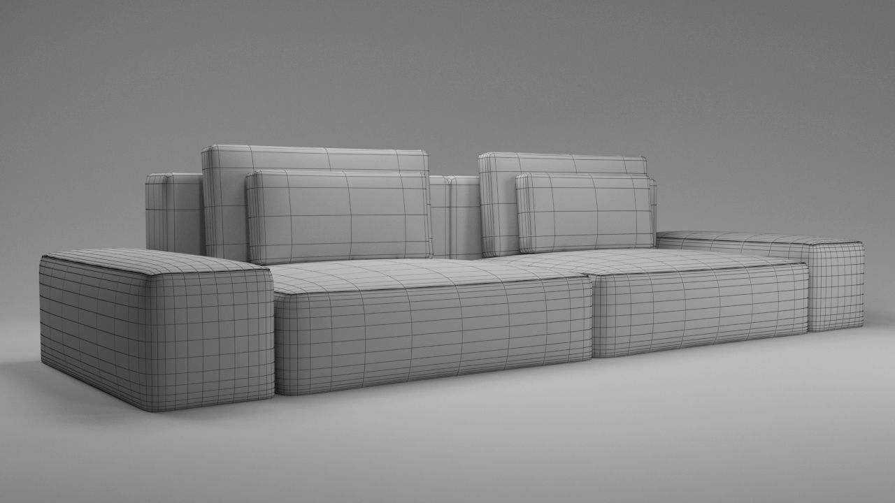Modular sofa of three types Low-poly 3D model_8