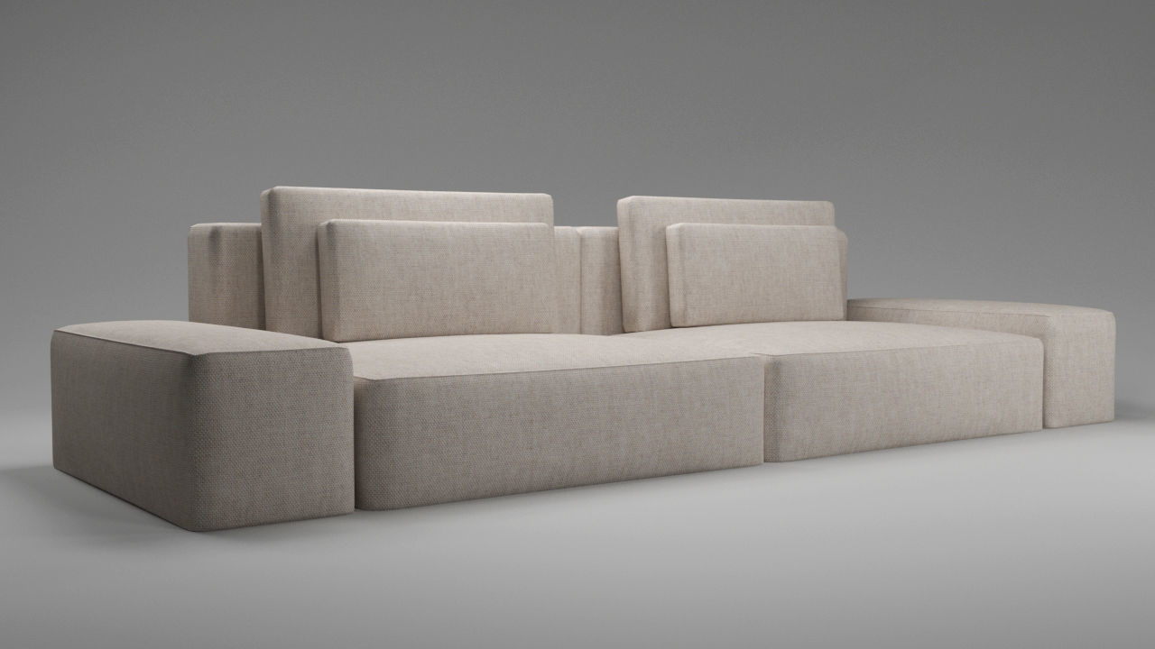 Modular sofa of three types Low-poly 3D model_6