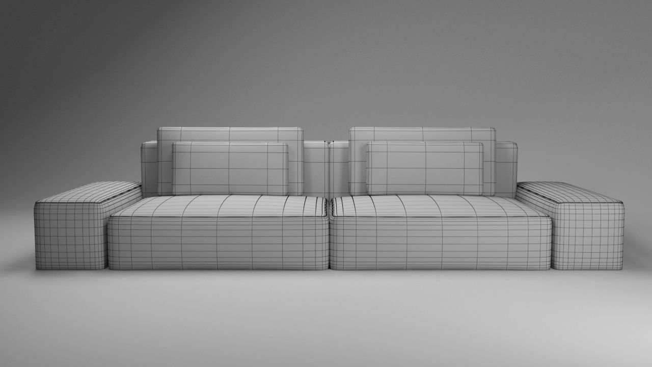 Modular sofa of three types Low-poly 3D model_7