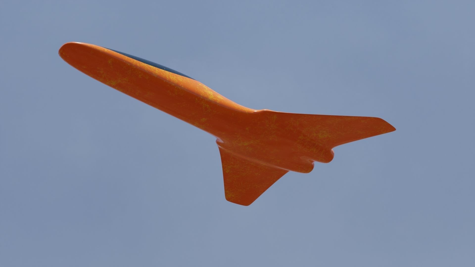Spaceship orange airplane with nuclear symbol Low-poly 3D model_4