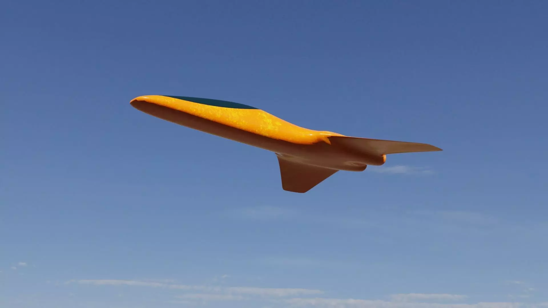 Spaceship orange airplane with nuclear symbol Low-poly 3D model_0