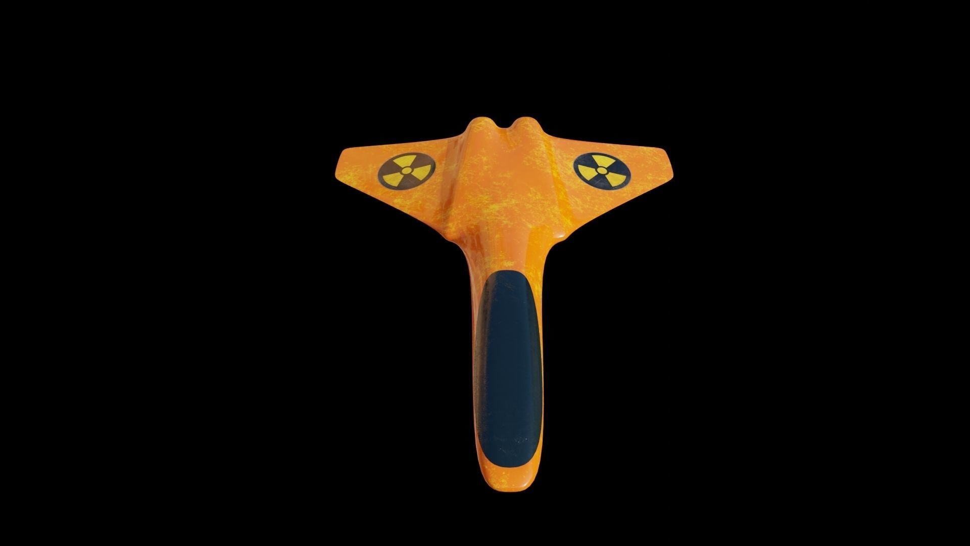 Spaceship orange airplane with nuclear symbol Low-poly 3D model_10