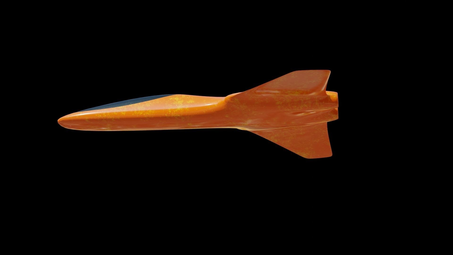Spaceship orange airplane with nuclear symbol Low-poly 3D model_6
