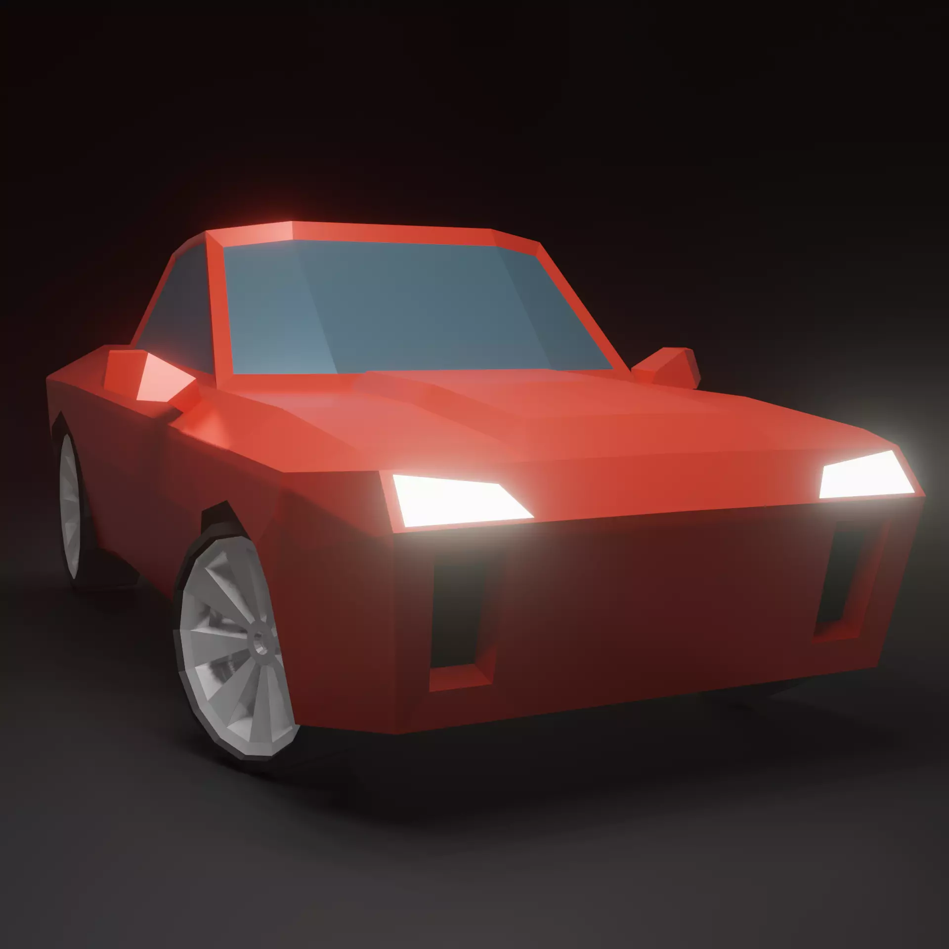 Low-Poly Red Car Free low-poly 3D model_0