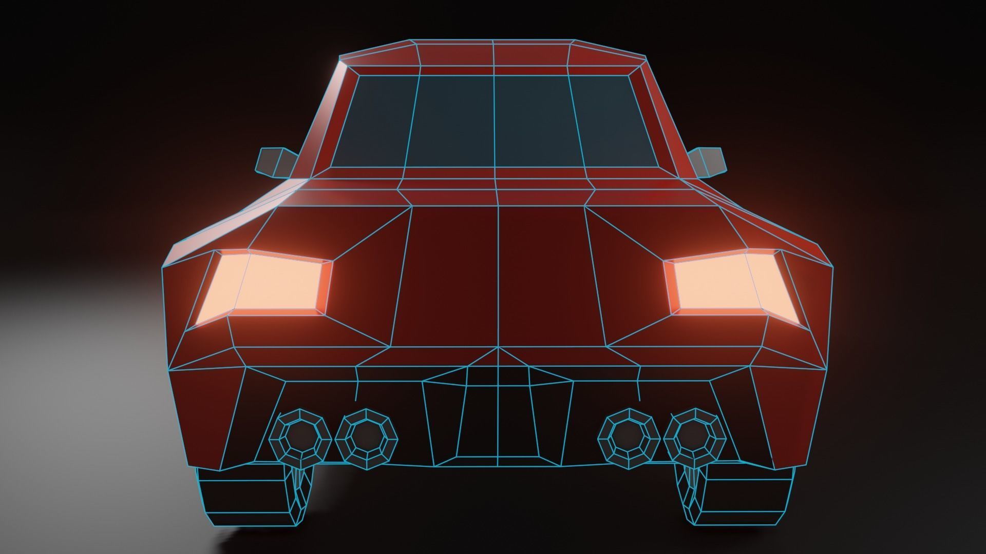 Low-Poly Red Car Free low-poly 3D model_12