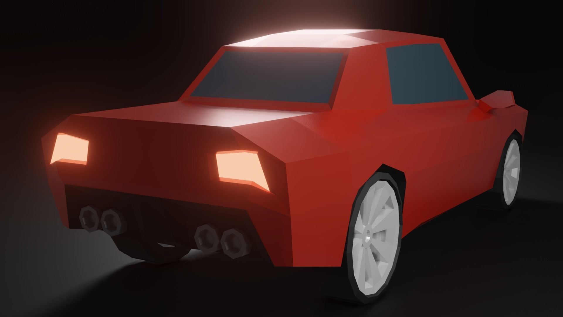 Low-Poly Red Car Free low-poly 3D model_5