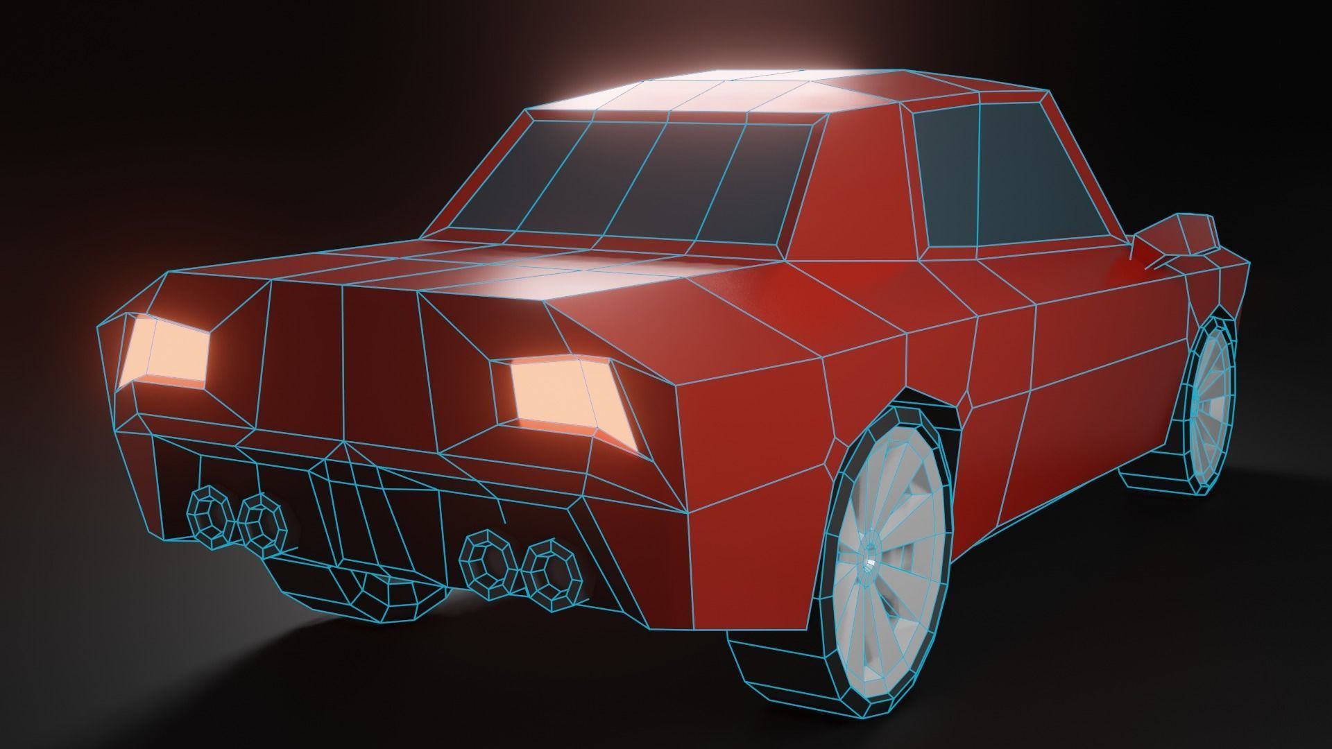 Low-Poly Red Car Free low-poly 3D model_6