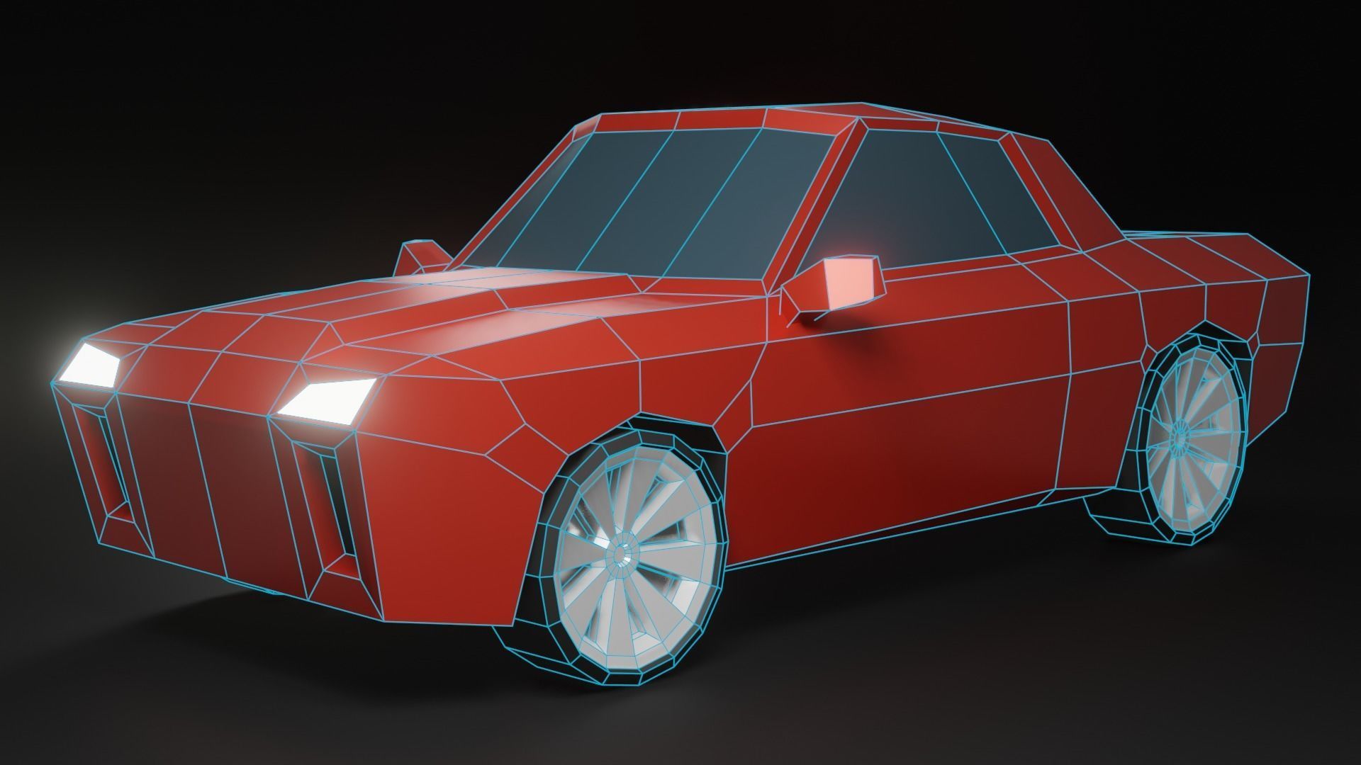 Low-Poly Red Car Free low-poly 3D model_2