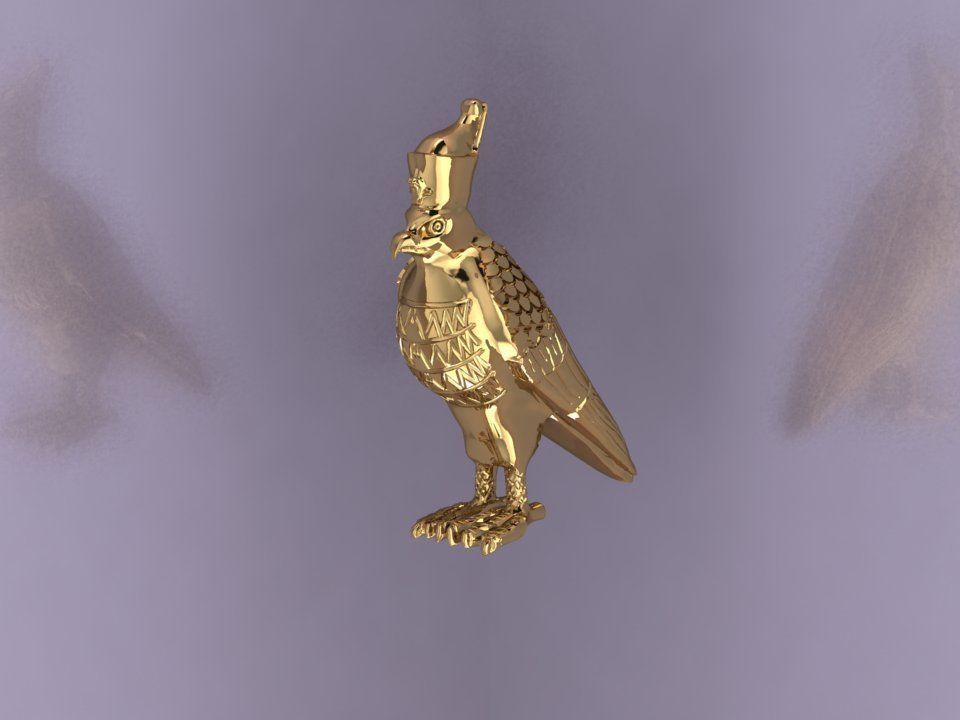 pendant egyptian bird in gold 3D print model_1