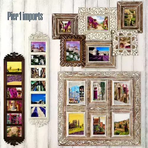 Paintings Collection 3D 7 wooden frame