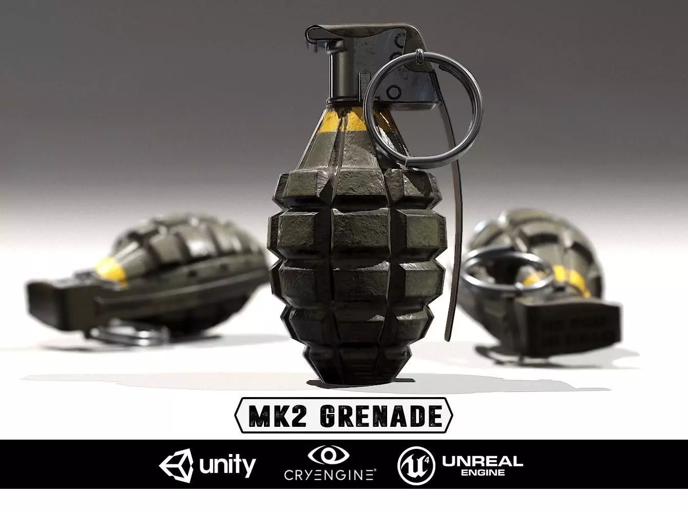 MK2 Grenade - Models and Textures Low-poly 3D model_0