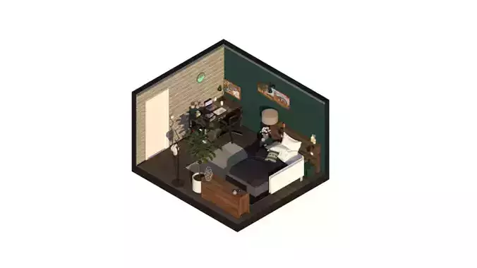 Bedroom Interior Scene and V-ray Render 3D model