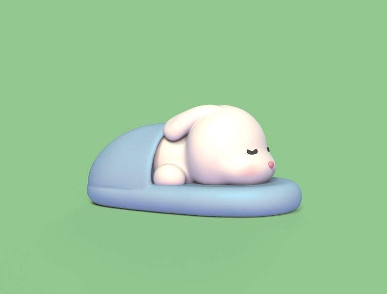 Bunny Sleeping in the Slippers 3D print model_1