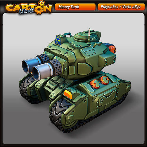 Cartoon Heavy Tank Low-poly 3D model