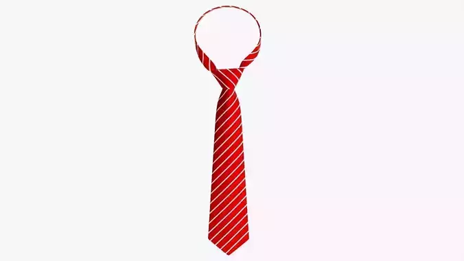 Red classic necktie 01 3D model