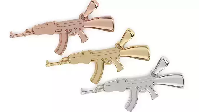 ak 47 gun m4 pendant necklace 3d print 