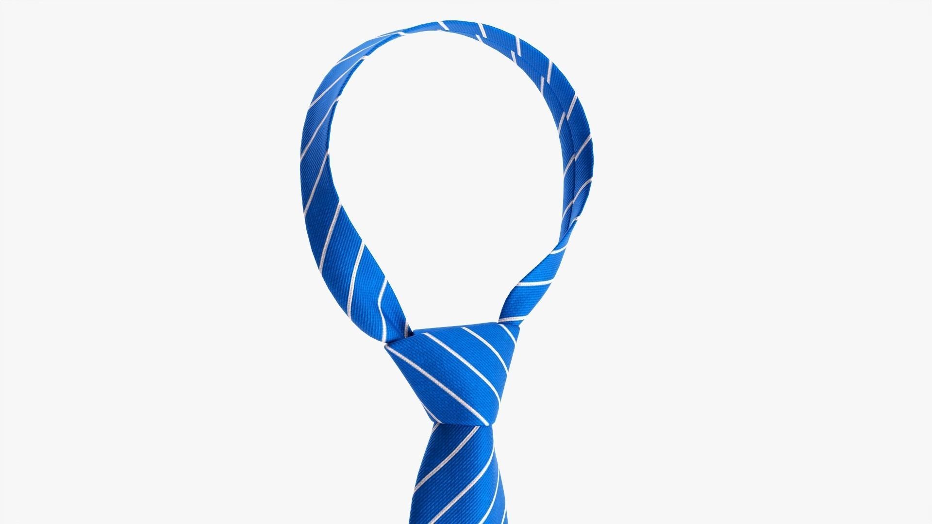 Blue classic necktie 02 3D model_1