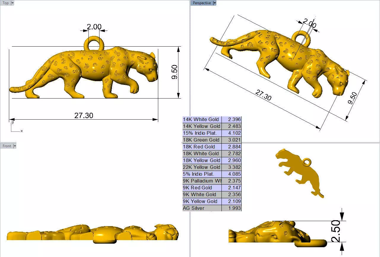 Panther Pendant  3D print model_0