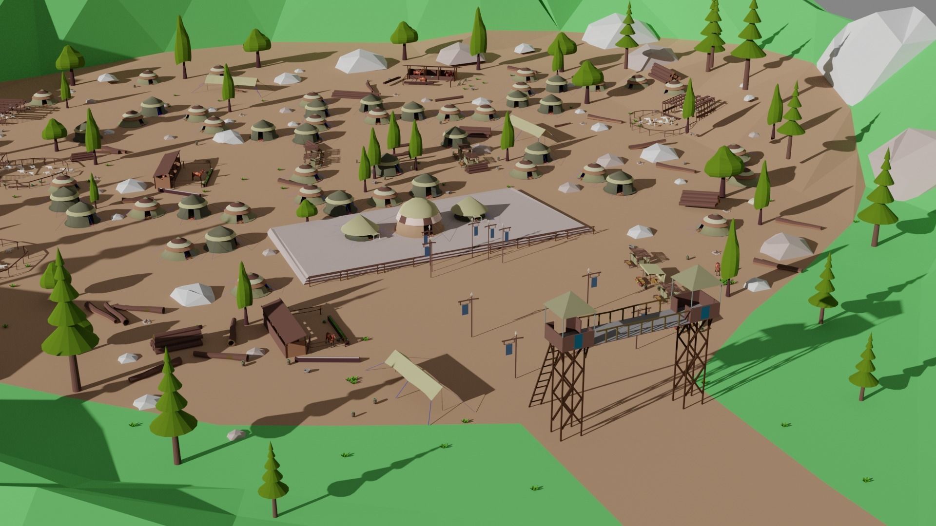 Kayi kabila In Lowpoly Style Low-poly 3D model_17