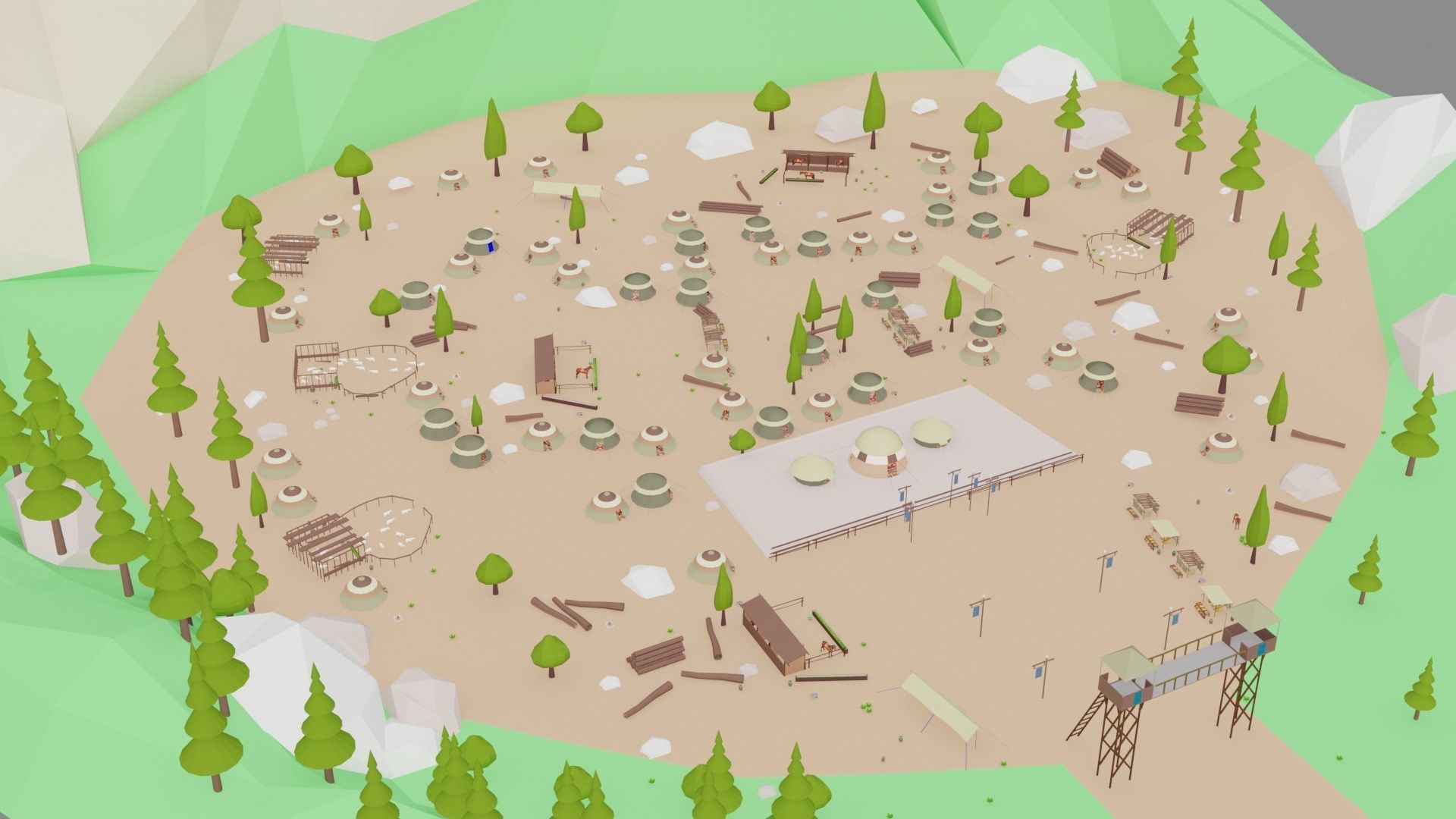 Kayi kabila In Lowpoly Style Low-poly 3D model_9