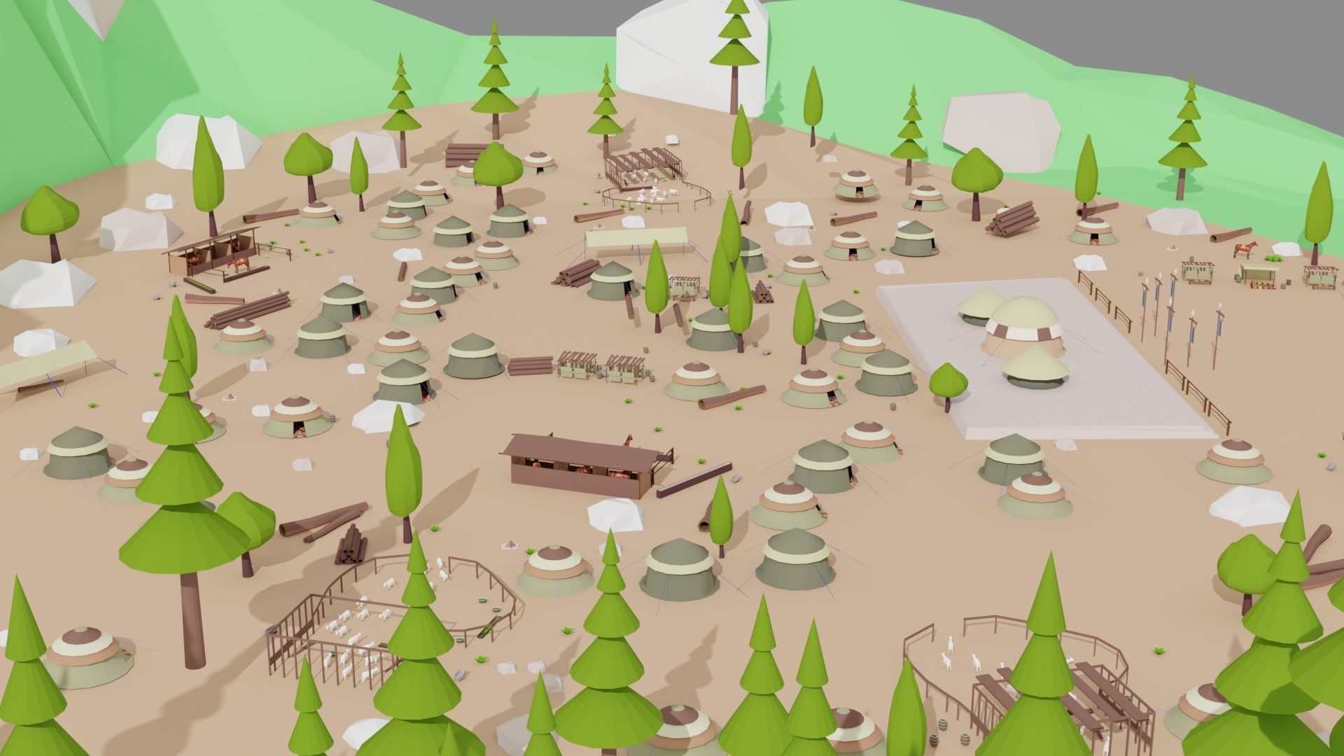 Kayi kabila In Lowpoly Style Low-poly 3D model_11