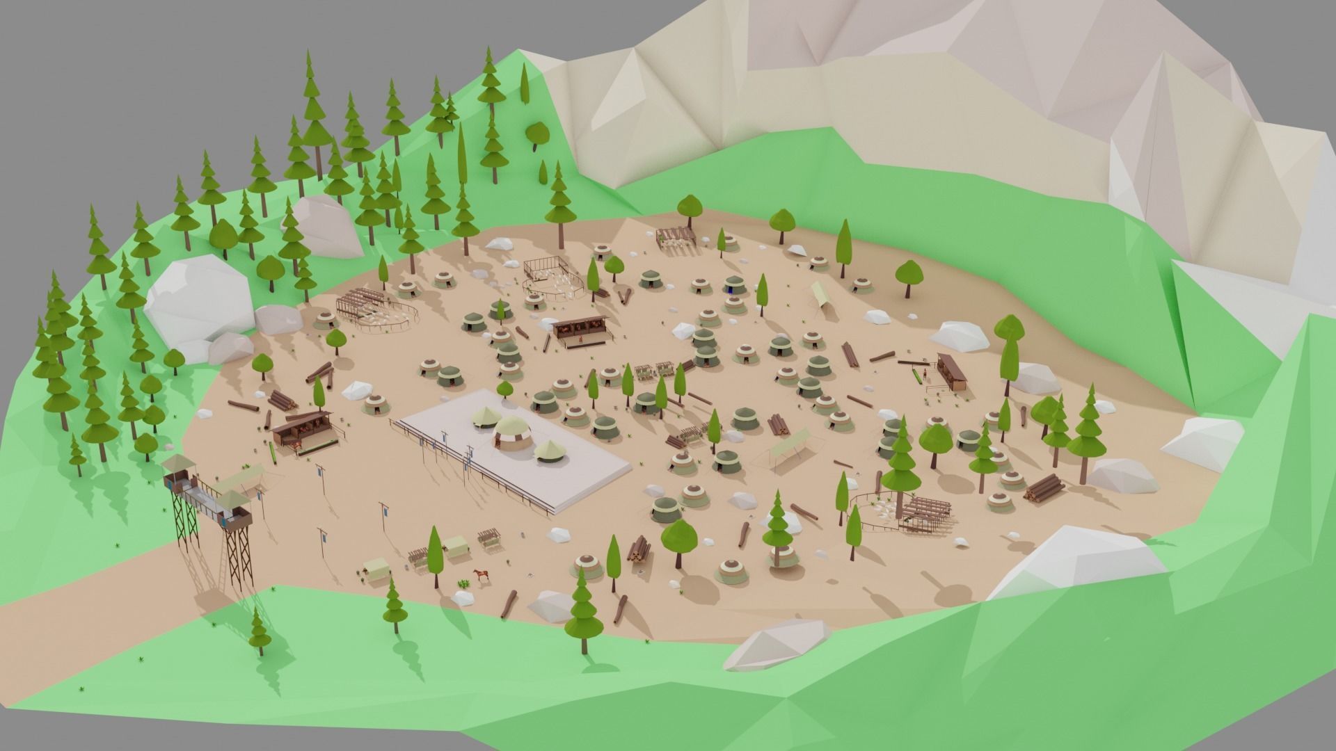 Kayi kabila In Lowpoly Style Low-poly 3D model_4