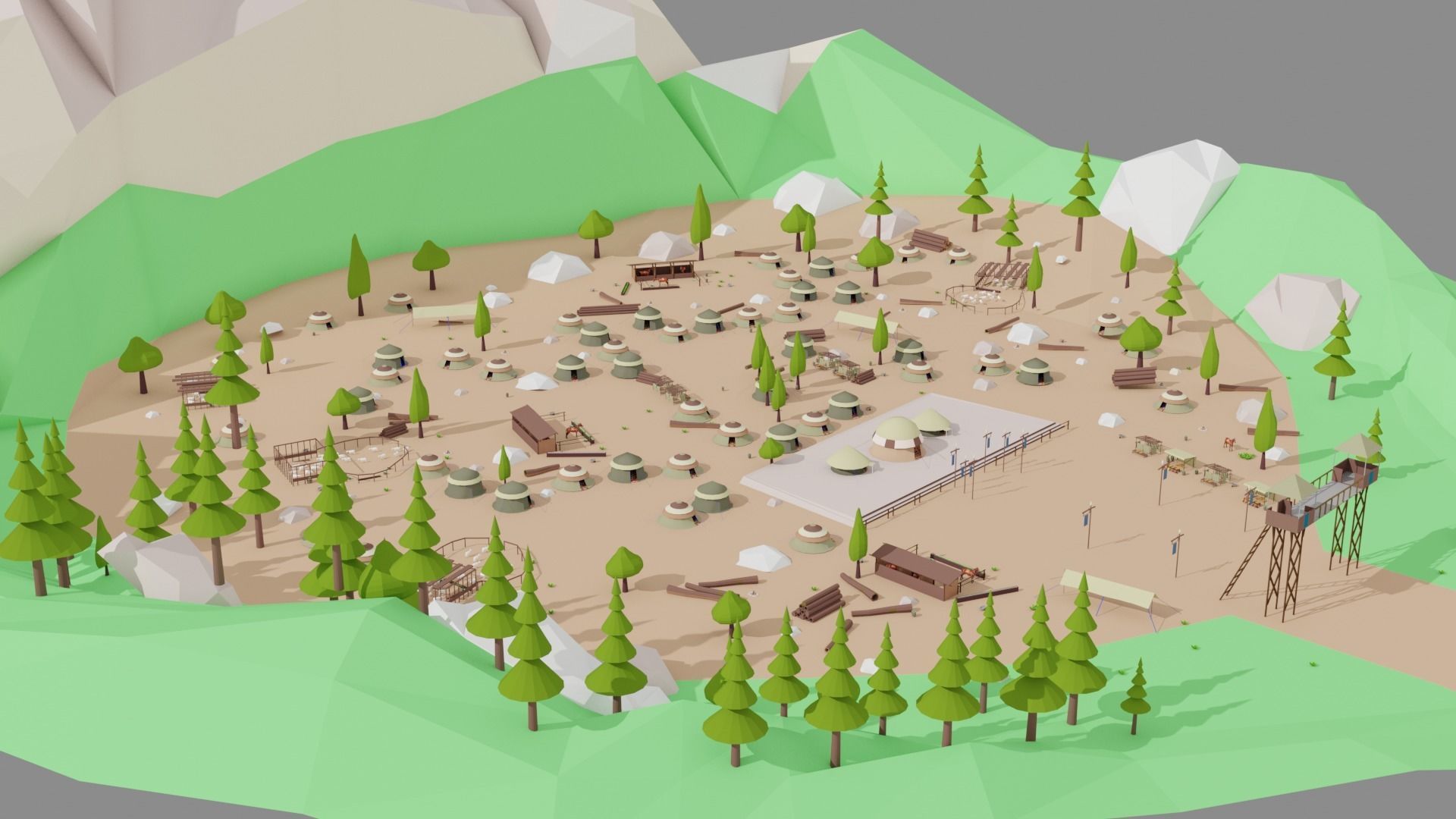 Kayi kabila In Lowpoly Style Low-poly 3D model_13