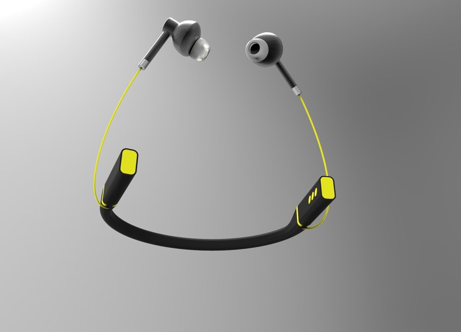 Neckband earphones for gym 3D model_2