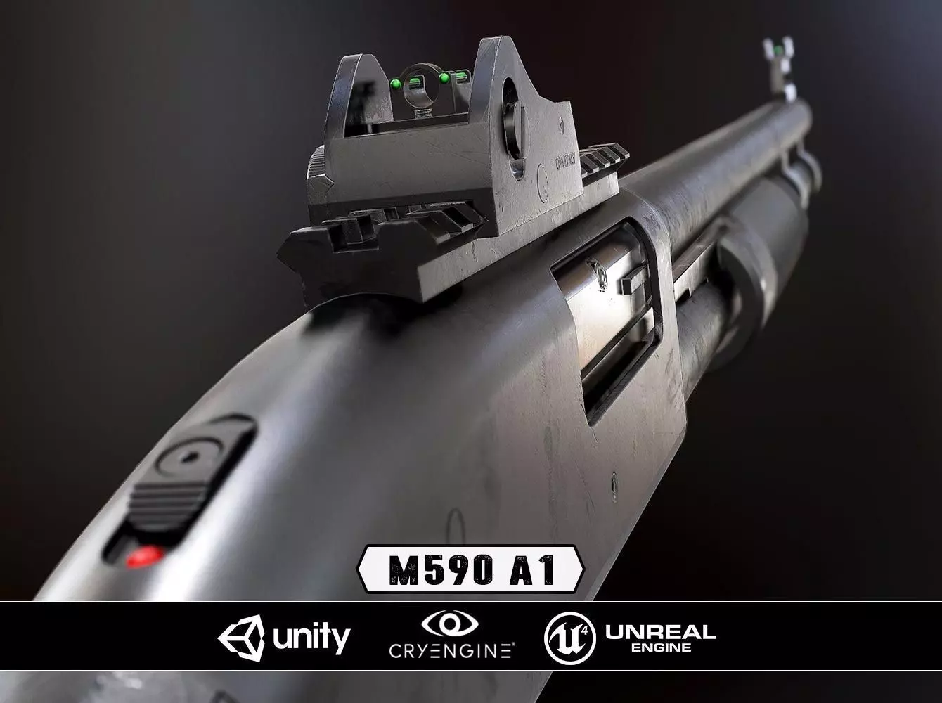 Mossberg 590A1 - Model and Textures Low-poly 3D model_0