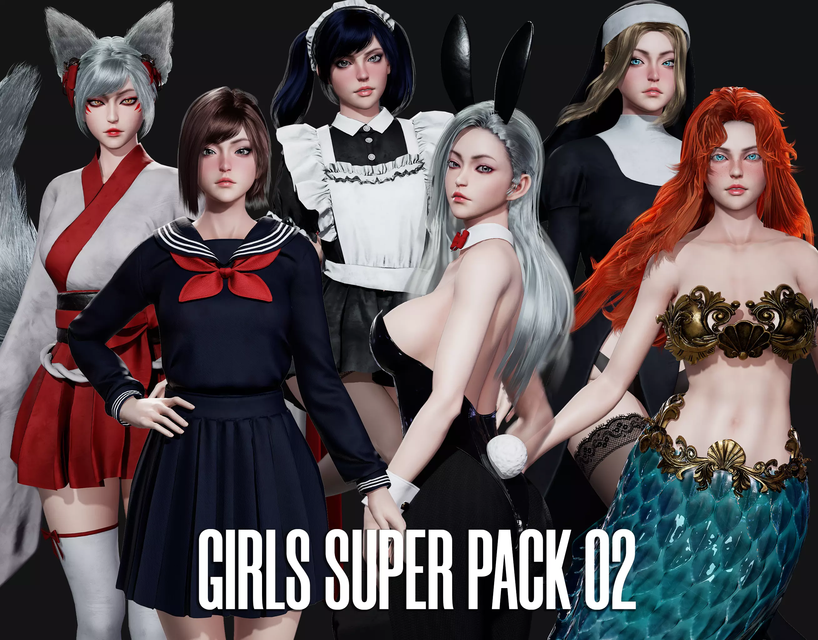 Girls Super Pack 02 3D Model Collection_0
