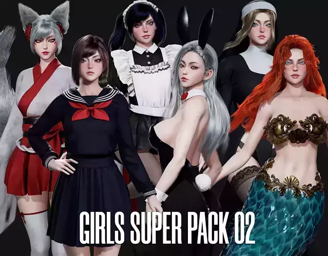 Girls Super Pack 02 3D Model Collection