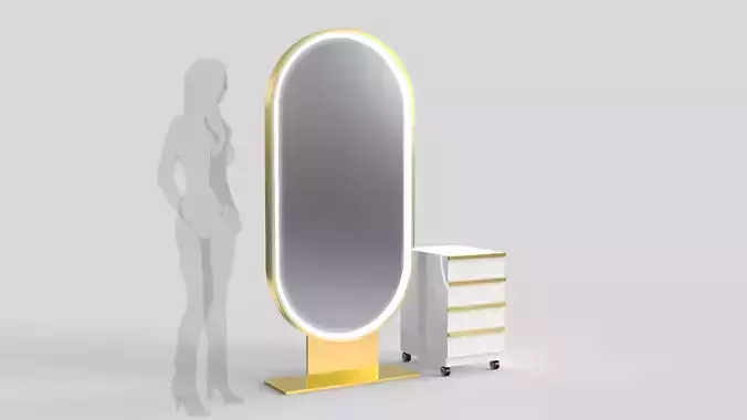 Tall Rounded Salon Mirror 3D model