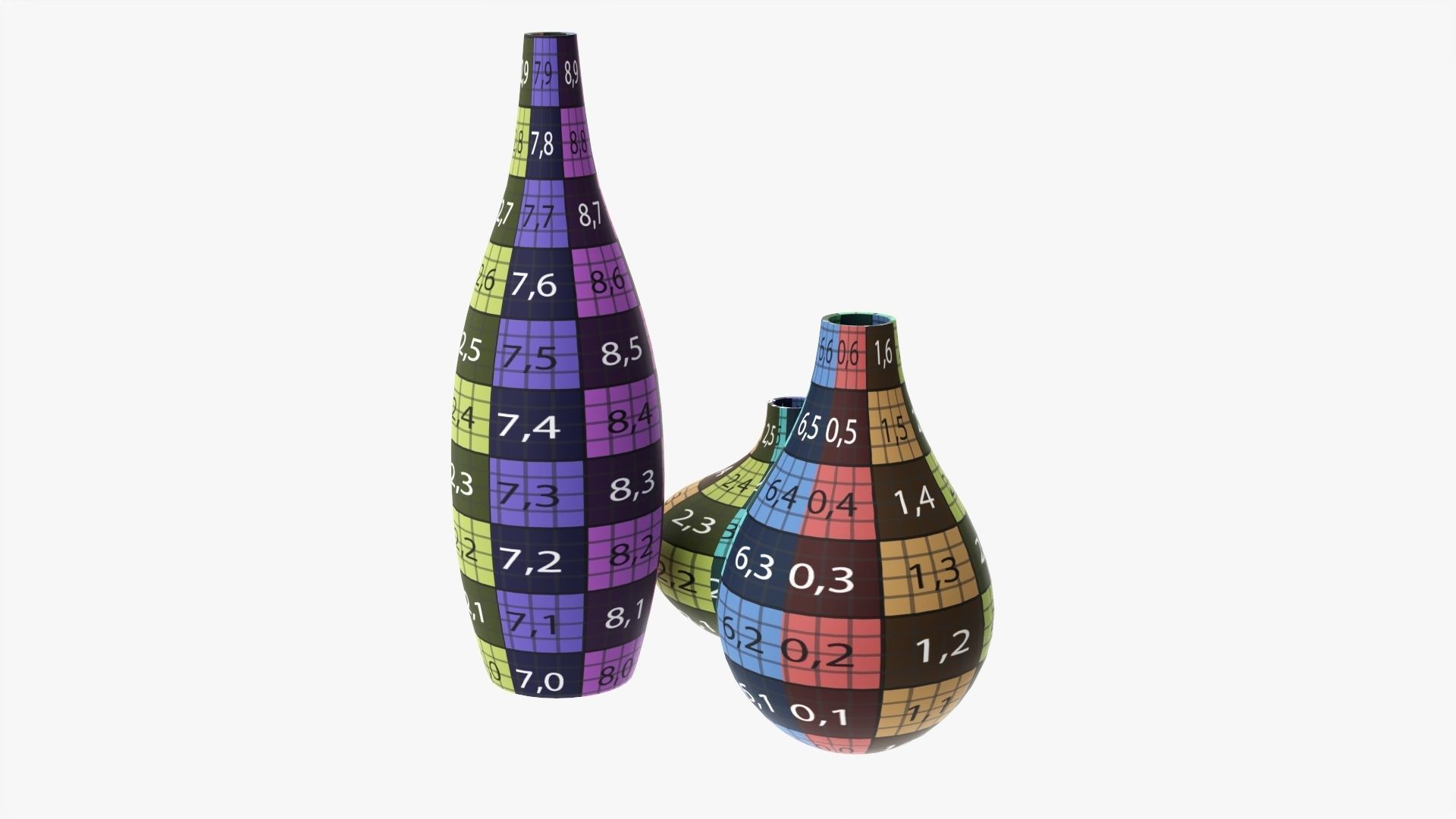 Three decorative vases 3D model_13